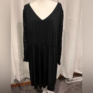 Mairices 3X black dress with lace sleeves
